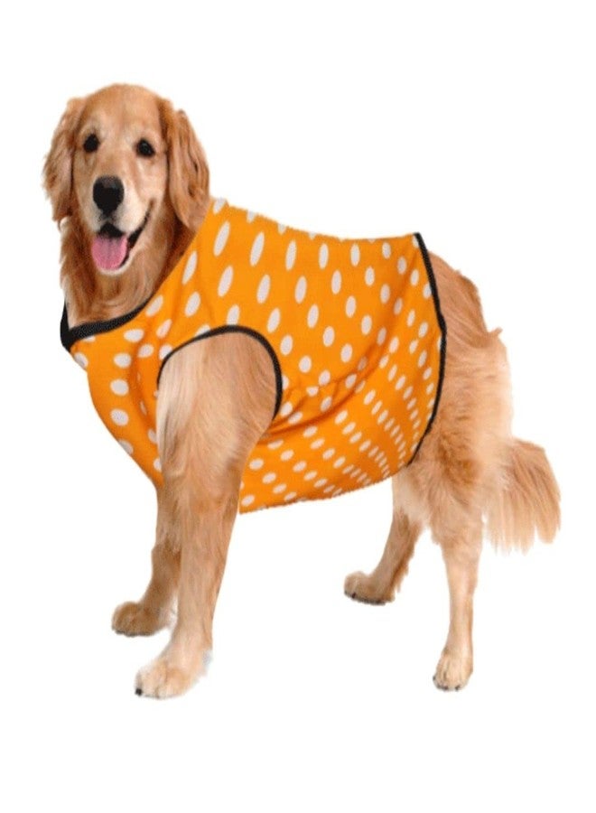 Sage Square Funky Soft Material Dog T-Shirt | Cool/Funky Print Pet | Soft Light Weight | Comfortable & Breathable Dog Clothing | Trendy Vest Outfit (Small - 14 inch) (Polka Orange) - Image 1